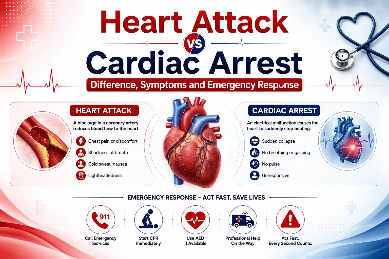 Cardiac Arrest vs Heart Attack: Difference, Symptoms & Emergency Response